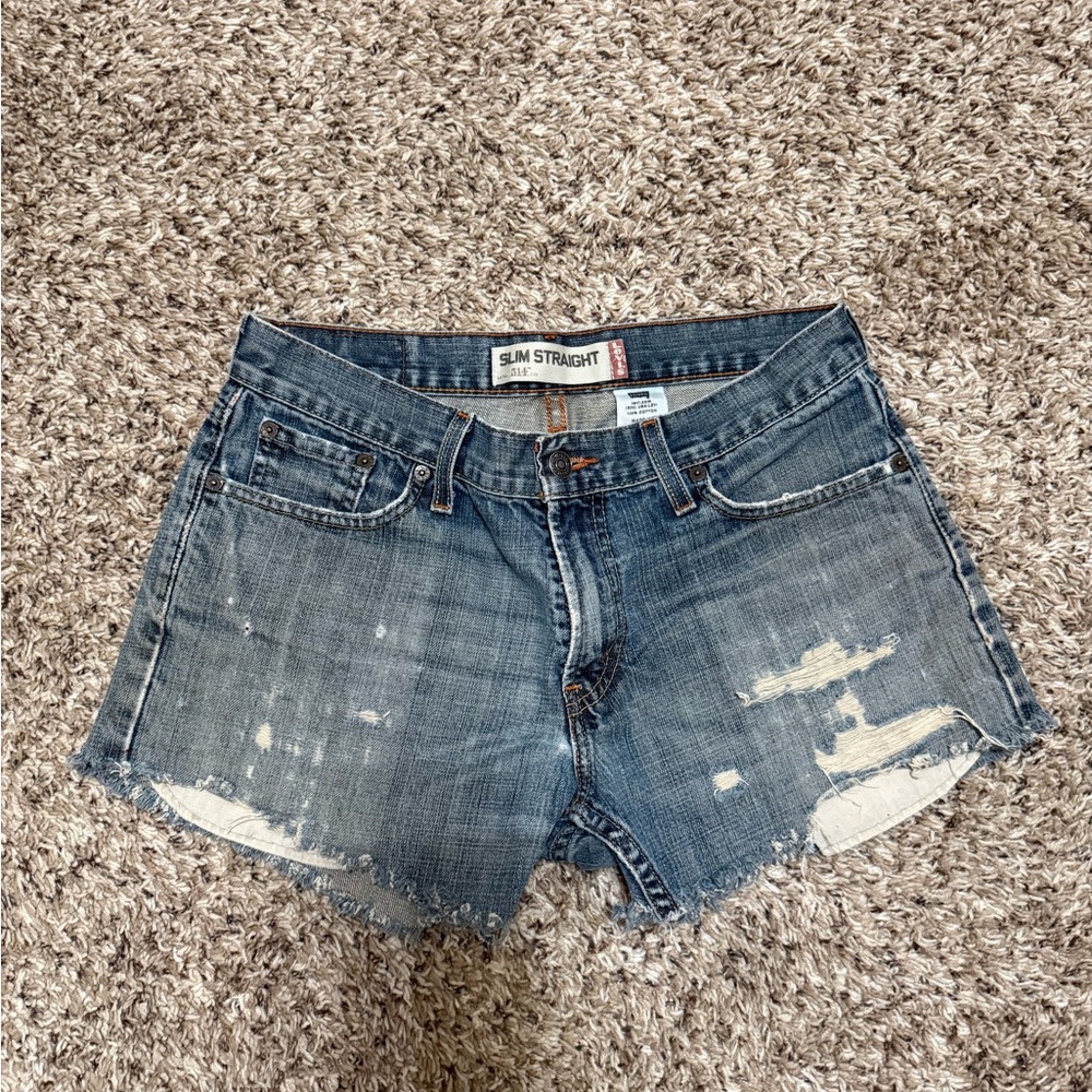 Levi's Distressed Denim Jean Shorts - Blue